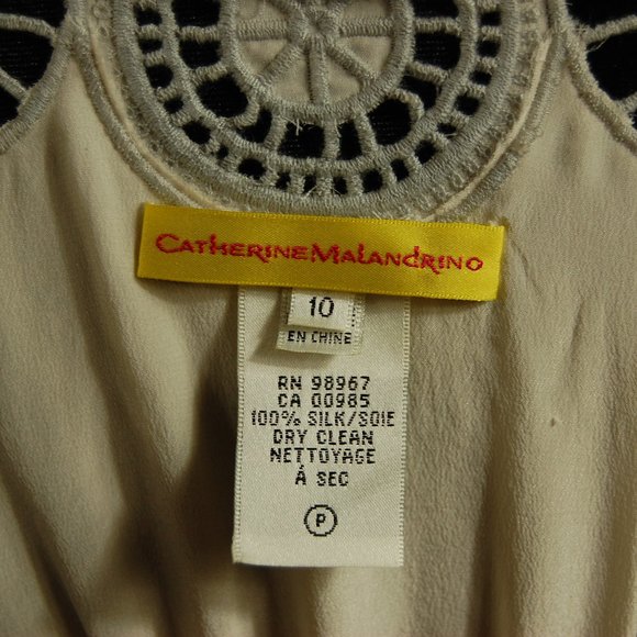 Catherine Malandrino Ivory Embroidered Silk Dress - Picture 2 of 4